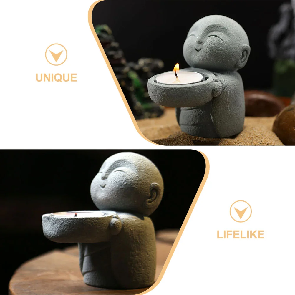 Portavelas de Buda, estatuilla de luz de té, soporte de estatua, adorno decorativo