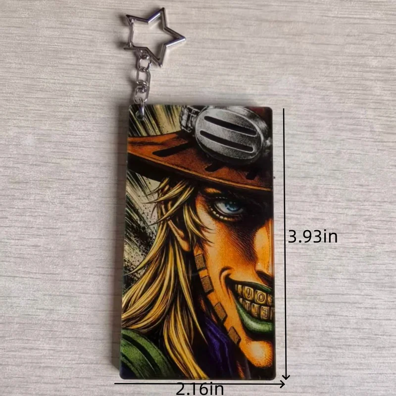 10cm JoJo Steel Ball Run Acrylic Keychain Anime Character Gyro Zeppeli Johnny Joestar Pendant for Couple Friends Backpack Decor