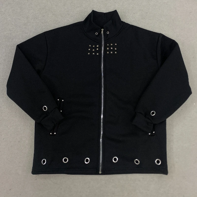 

Street style multifunctional casual European and American fashion trend hooded sweatshirt with willow studs for men and women