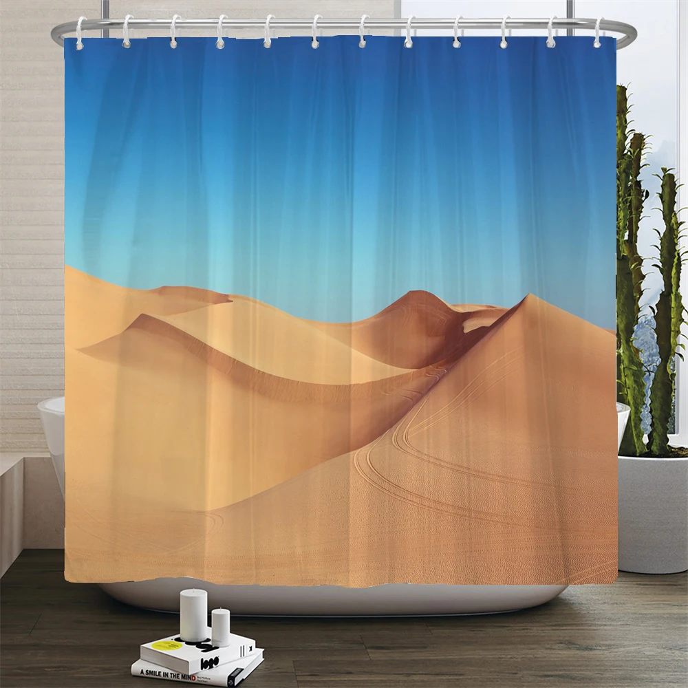 4 Pcs Desert Bathroom Curtain Set Waterproof Polyester Fabric landscape Printing Shower Curtains Non-slip Bath Mat Home Decor