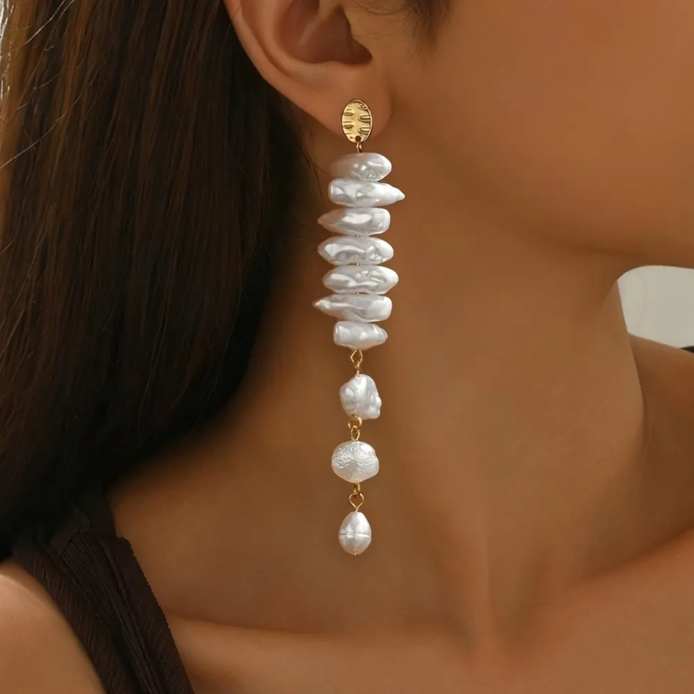 Fashion Vintage Faux Pearl Jewelry Stacked Elegant Christmas Tree Necklace Unique Charming Dangle Pendant Earrings Holiday