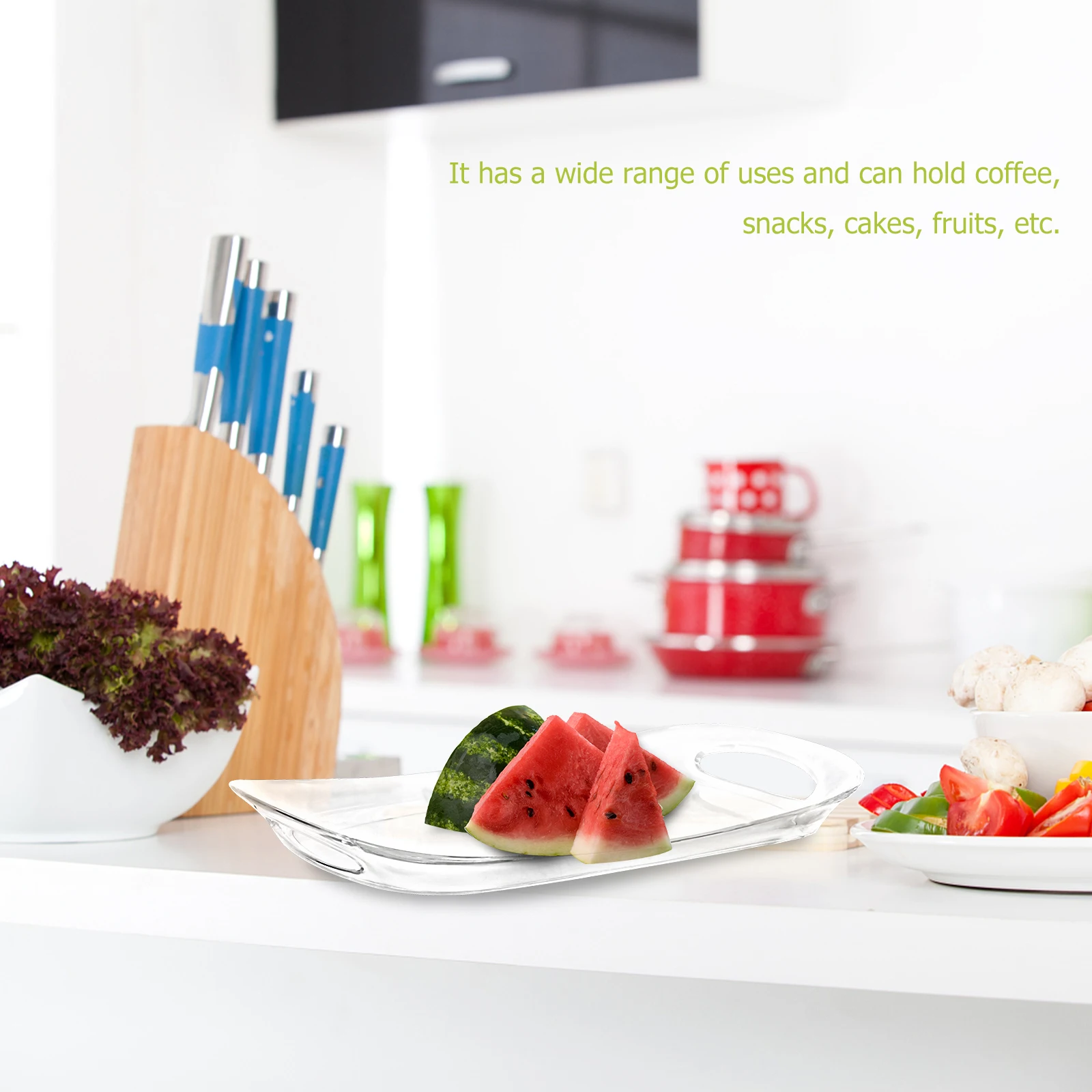 

1Pcs Transparent Tray Acrylic Household Storage Tray for Coffee Snacks Fruits Dessert Milk Tea Drink Cake Salad Ktv