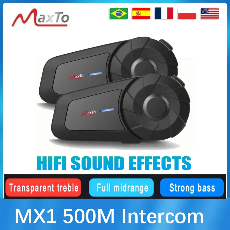 Maxto MX1 Casco da motociclista Auricolare Bluetooth Interfono Supporta citofono per 2 persone con una distanza di 500 metri IPX6 impermeabile