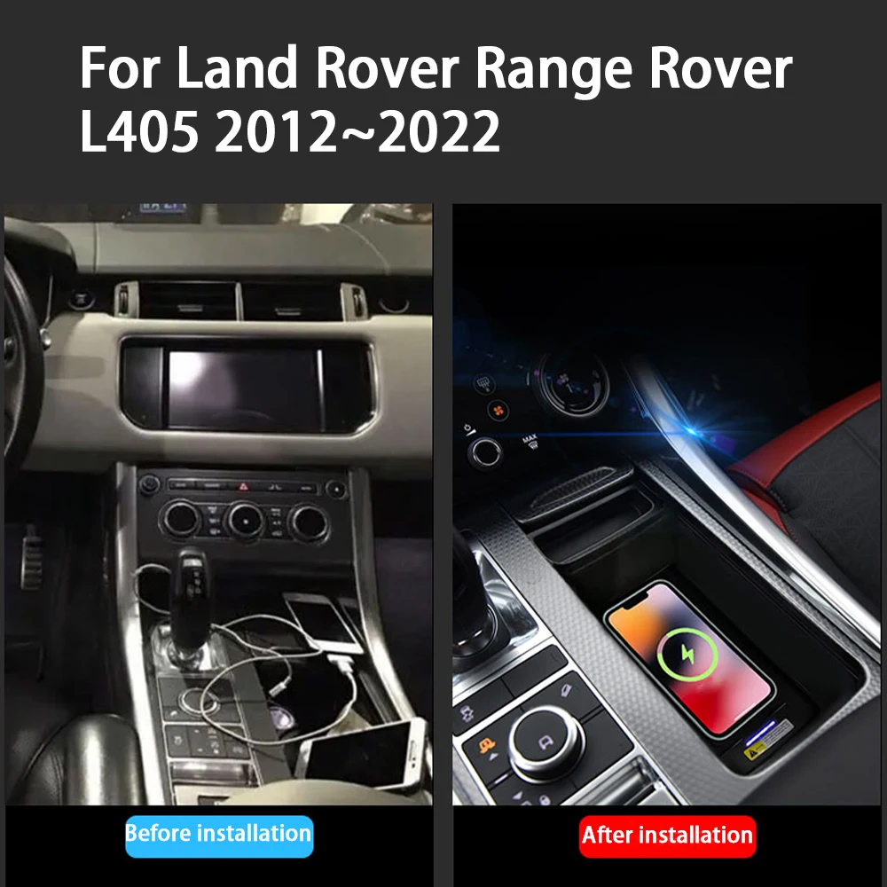 Car Wireless Mobile Phone Charger Center Console Storage QI 18W iPhone fast charge for Land Rover Range Rover L405 2012–2022