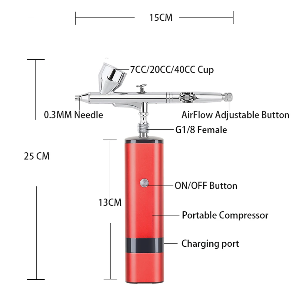 TM80S-C-318แบบพกพาขนาดเล็กไร้สายแบบ Type C พร้อมคอมเพรสเซอร์ช่างตัดผมความงามเล็บโมเดลรถยนต์ชุดปืนพ่นสีแบบไร้สาย