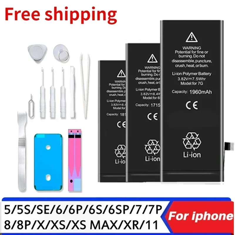 

0 Cycle Mobile Phone Battery for IPhone 5 5S 5C SE 6 6S 7 8 Plus X XR XS 11 12 13 14 Pro SE2 Max Replacement Bateria