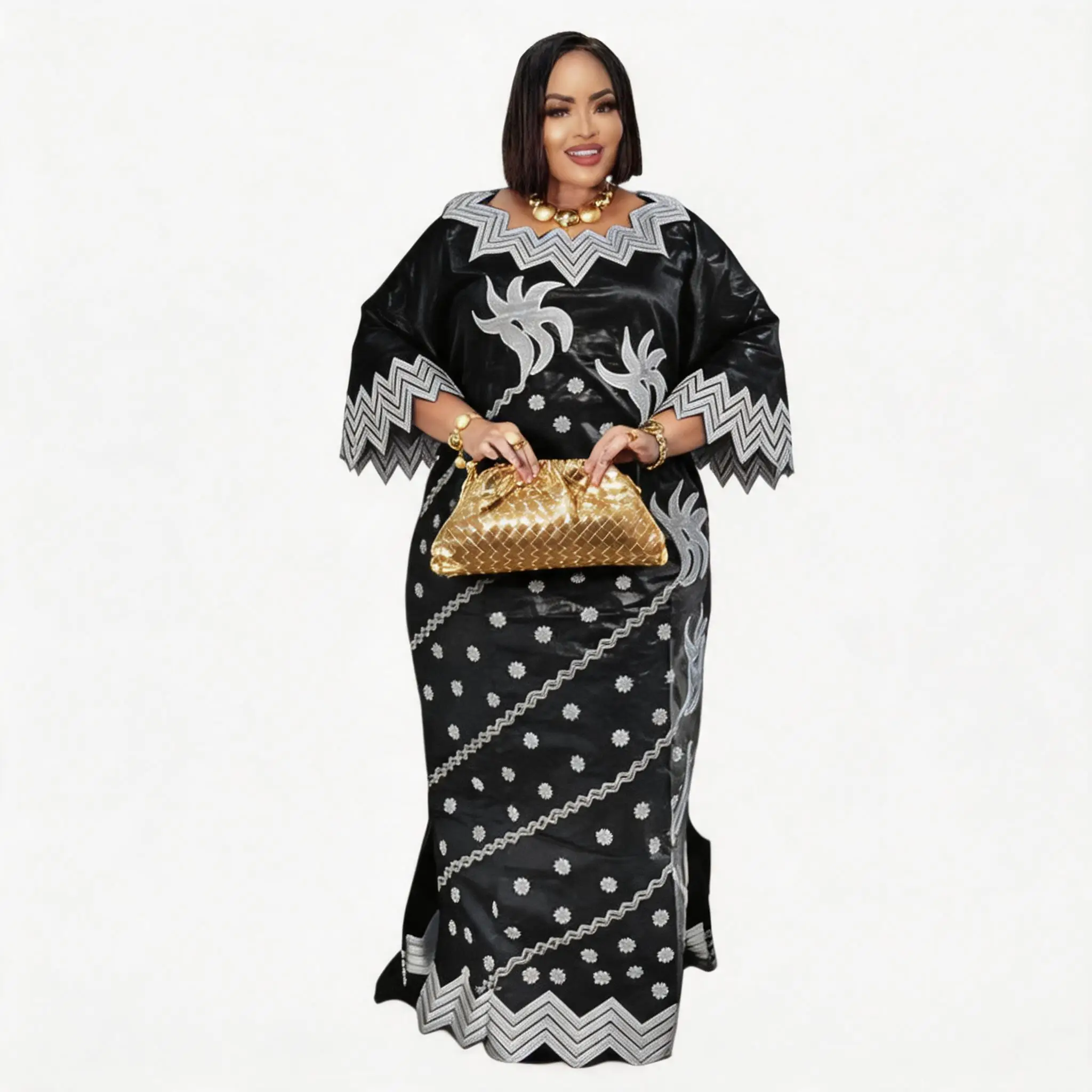 African Dress For Women Abaya Embroidery Plus Size Elegant Party Church Dress