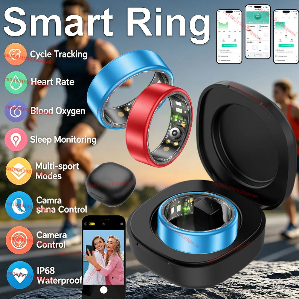 

R09 Smart Ring Men Women with Charging Case,Heart Rate Blood Oxygen Monitor, IP68 & 5ATM Waterproof For Android iOS Holiday Gift