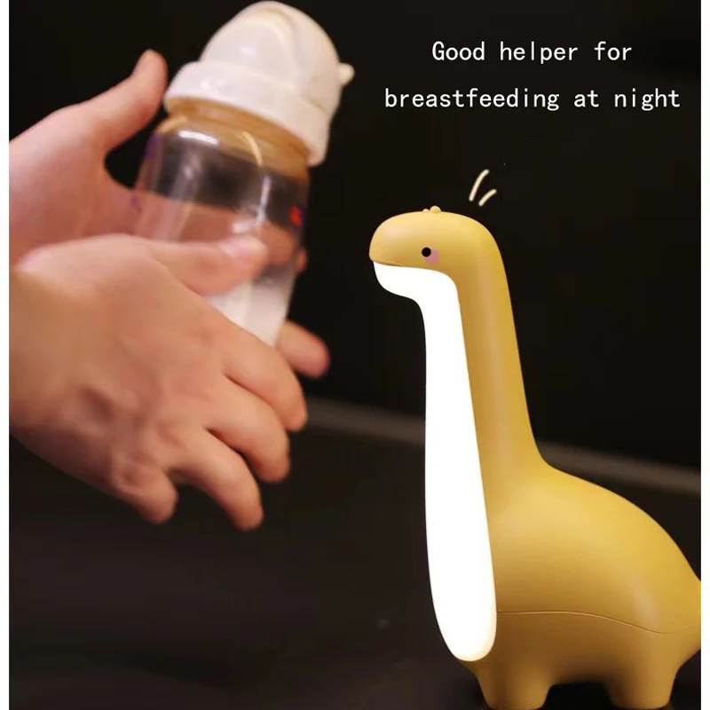 Long Necked Dinosaur Light USB Charging Soft Light With Sleeping Light, Children\'s Cartoon Bedside Feeding LED Night Light