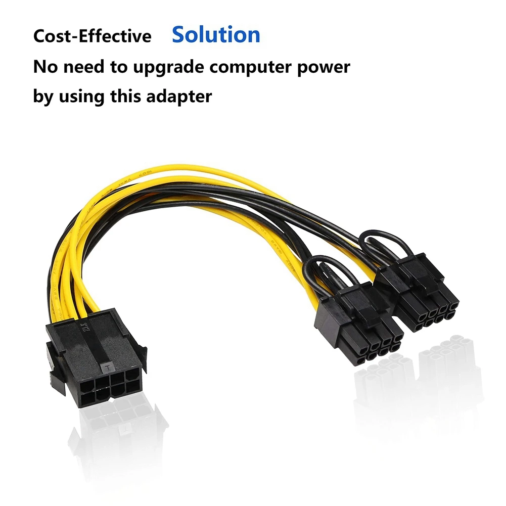 Practical 5 Pack CPU 8Pin to 2X 8 Pin (6+2) Power Data Cable for Miner Double PCI-E PCIE 8Pin Power Supply Splitter Cable Cord