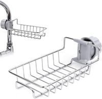 Stainless Steel Faucet Hanging Drain & Storage Rack - Kitchen/Bathroom Sink Organizer for Sponge/Soap/Brush/Dishcloth 1pc
