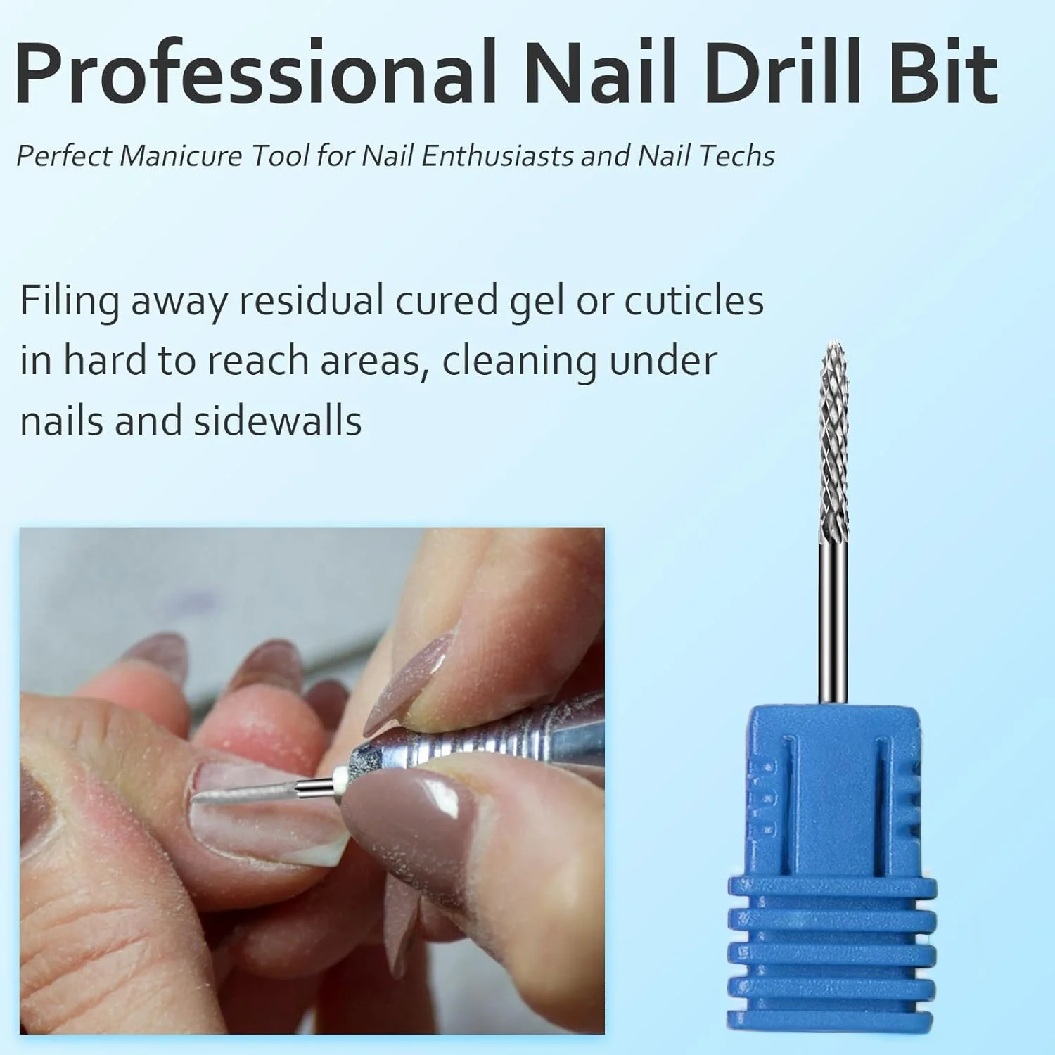 2PCS Tungsten Steel Milling Cutters for Manicure, Removing Nail Edge, Dead Skin Nail Drill Bits, Electric Equipment Tools