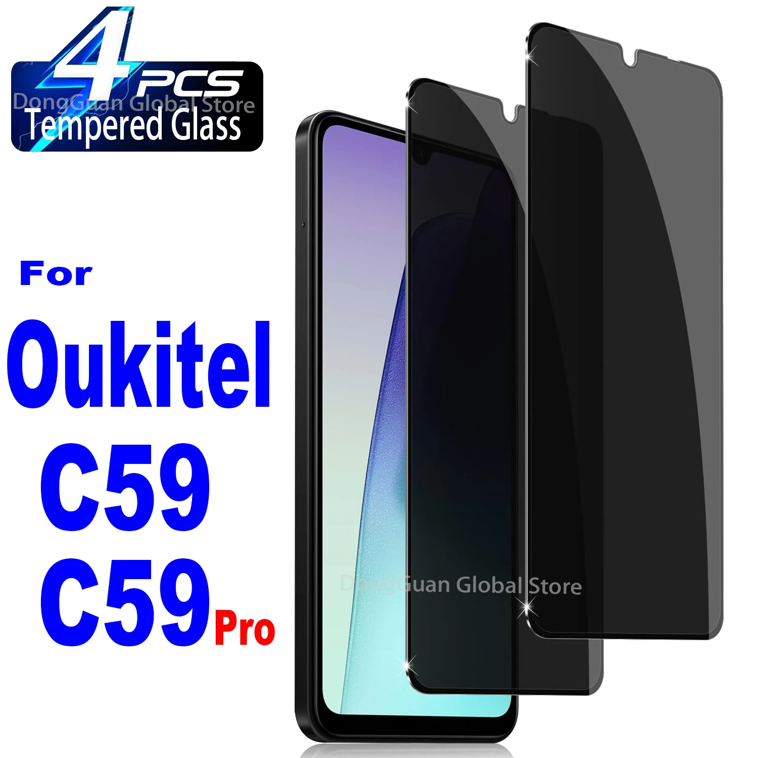 

For Oukitel C59 / C59 Pro Anti Spy Tempered Glass Protector Privacy Screen Film
