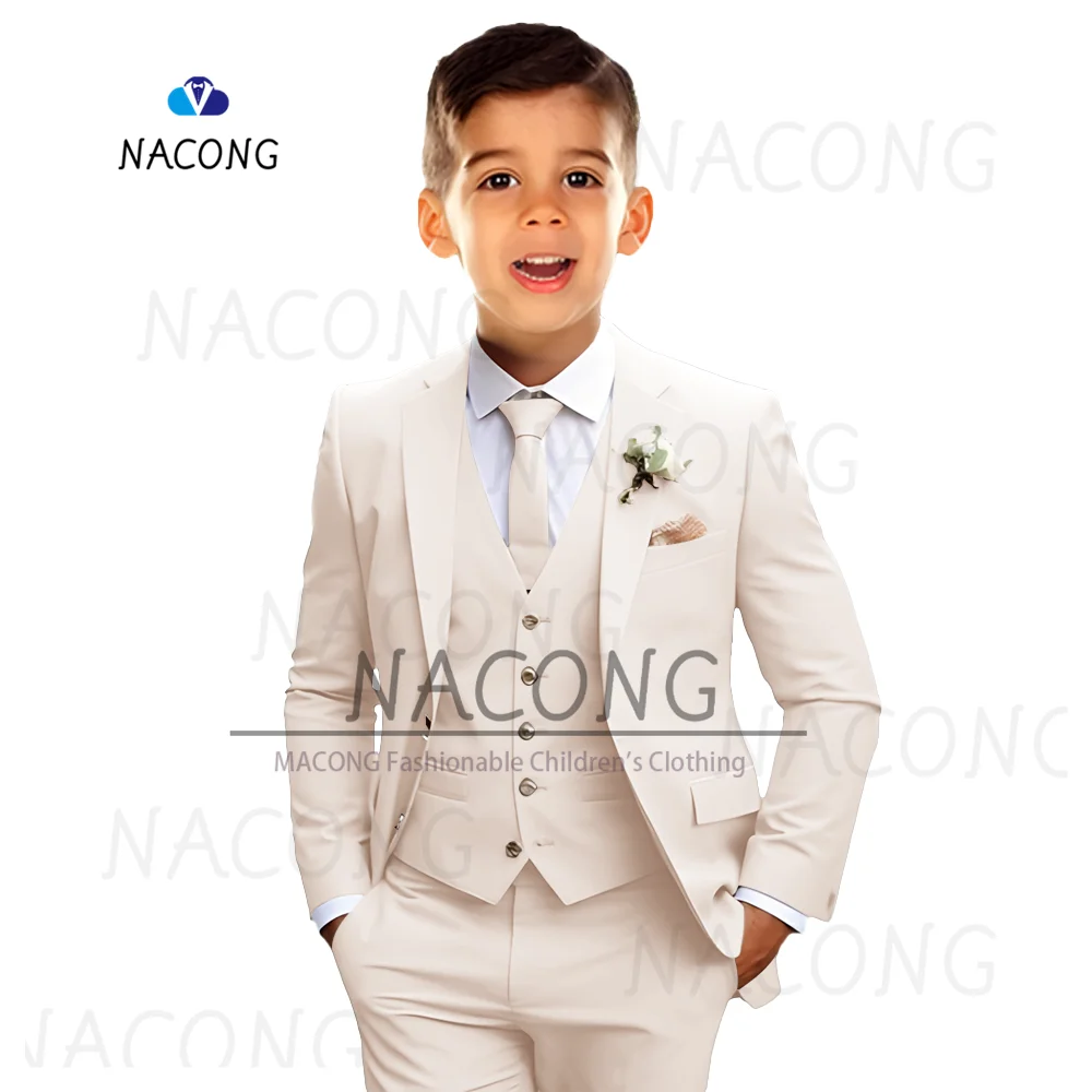 Traje ajustado para niños, esmoquin personalizado, adecuado para vestido de boda y celebración de 2 a 16 años