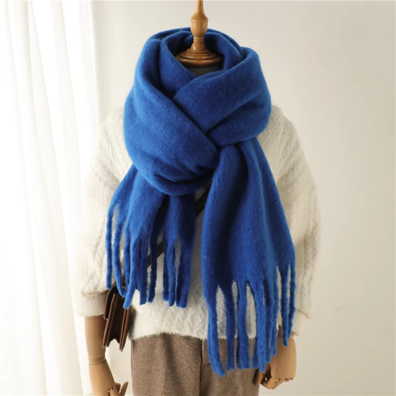 Winter Scarf for Women Cashmere Warm Solid Pashmina Blanket Wraps Female Thick Soft Bufanda Big Tassel Shawl Long Poncho Echarpe