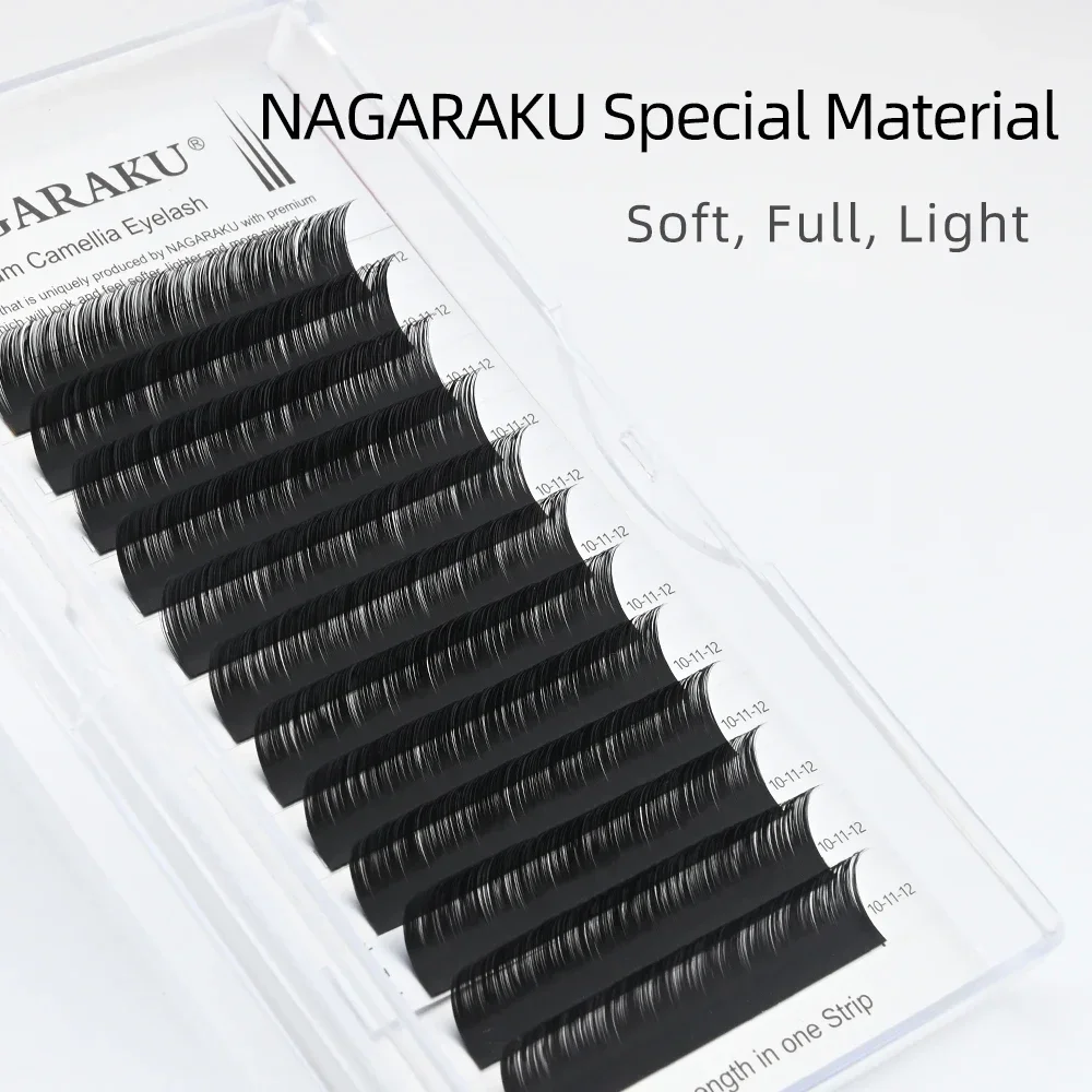 NAGARAKU Camellia Volume Eyelash Extension Mixed Length Premium Soft Natural Light Eyelashes Premade Fans Lashes