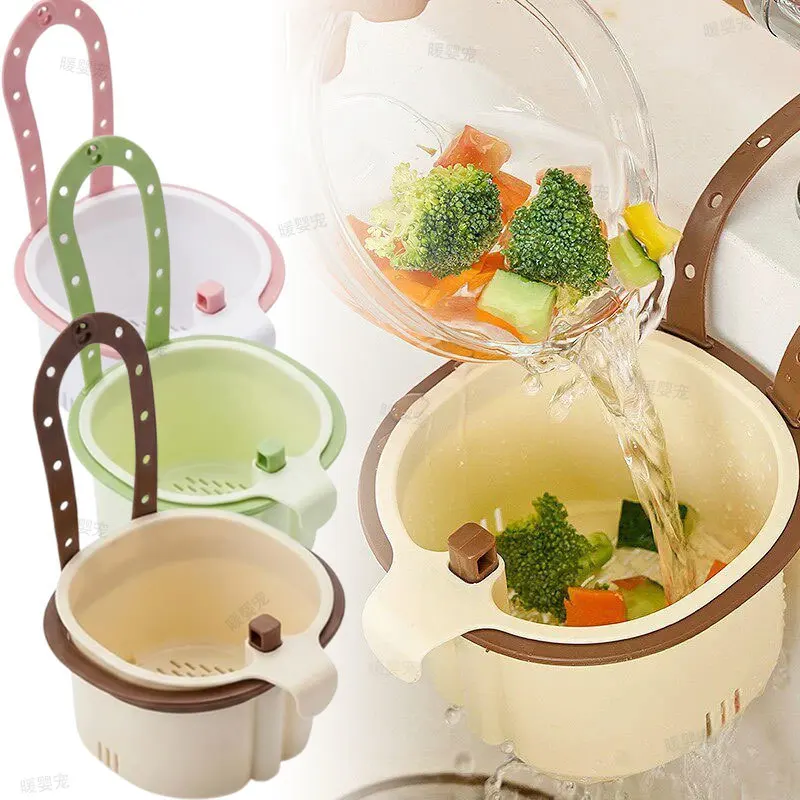 New Kitchen Sink Hanging Strainer Basket Detachable Openable Bottom Cover Kitchen Garbage Filter Quickly Drain Clean Rack