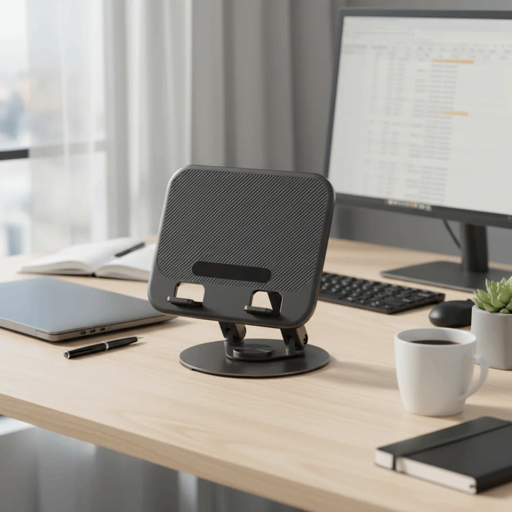 

Height Adjustable 360° Rotation Notebook Stand Carbon Steel Non-slip Base Tablet Stand Space-saving Foldable Storage