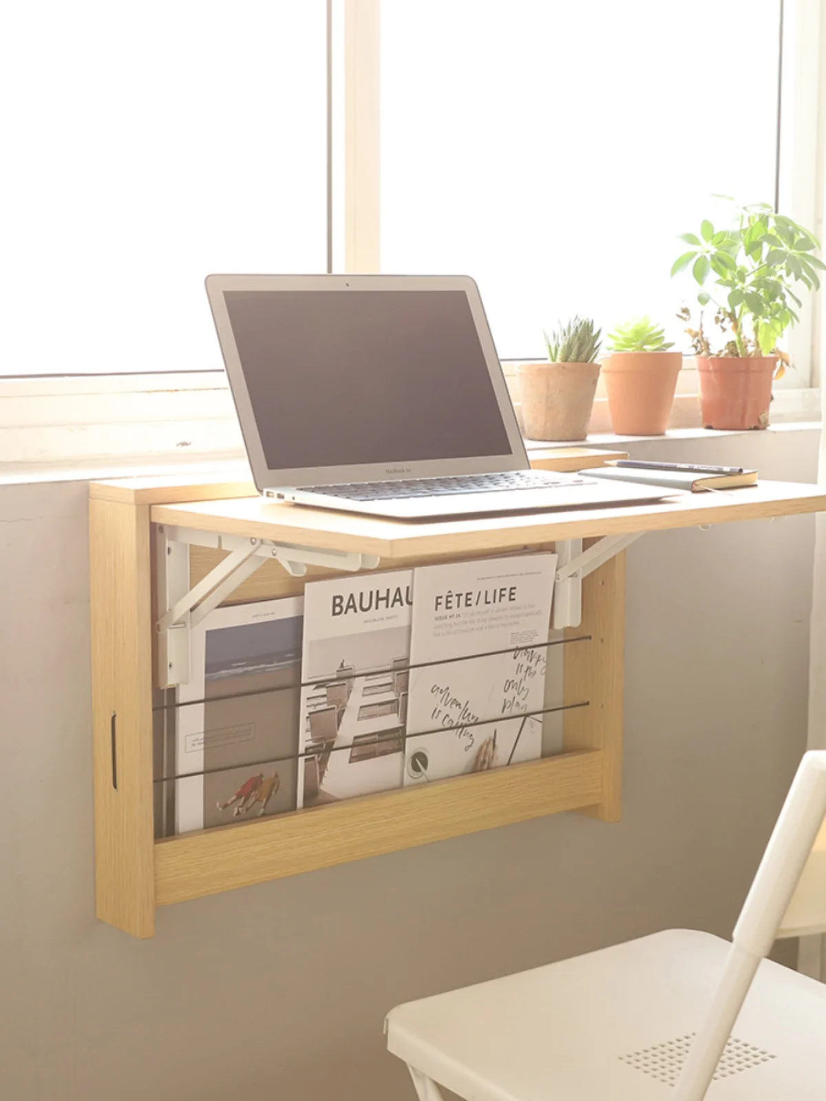 Wall hanging multi-functional household small apartment folding storage learning invisible hanging wall book
