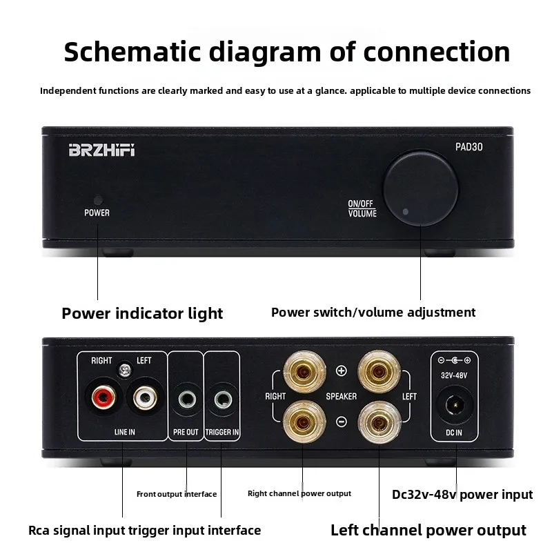 

Brzhifi small for home audiophile digital power amplifier tpa3255 dual core power amplifier pad-30