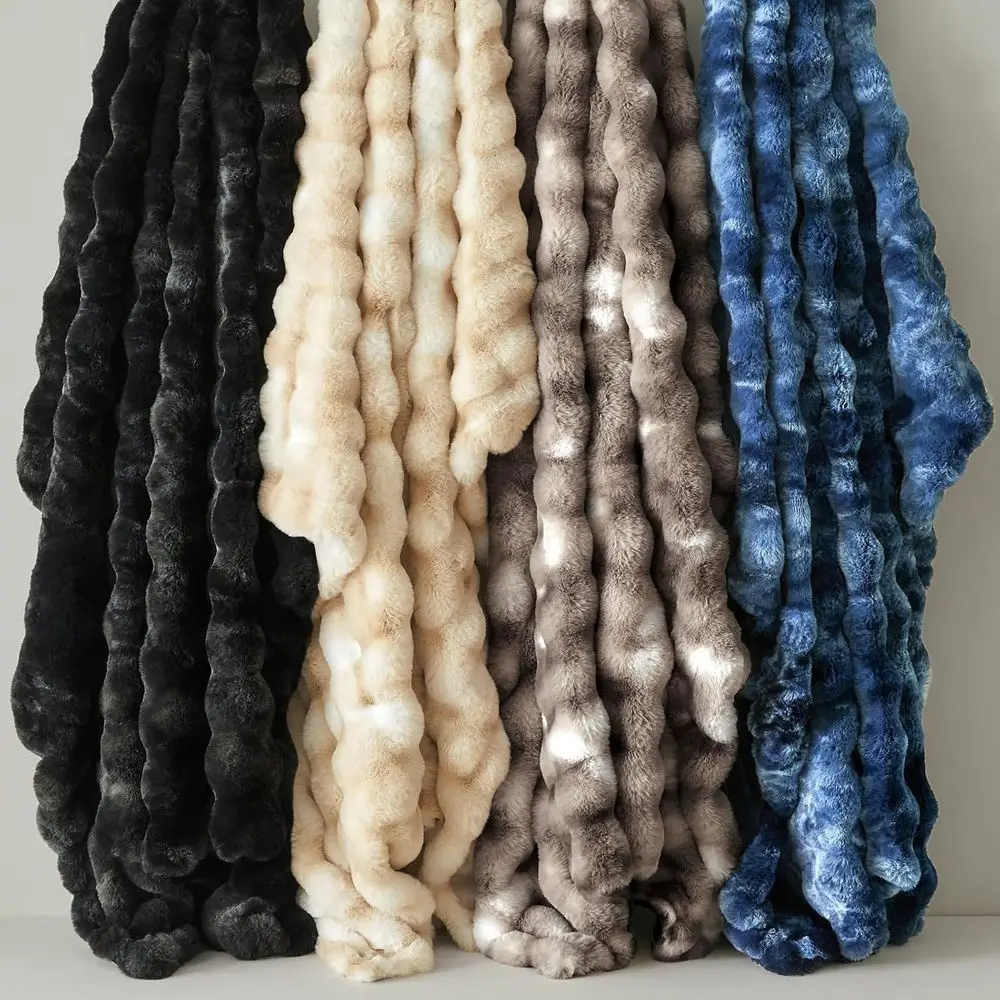 بطانية مريحة من فراء الأرنب الصناعي الكاكي، مقاس 60 × 80، قطيفة وناعمة لهدايا النساء