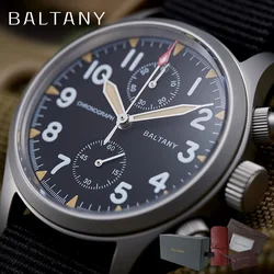 Baltany Military Chronograph Wristwatches Subsecond Dial Sapphire Luminous 100ATM Stainless Steel Quartz Movement Pilot Watches