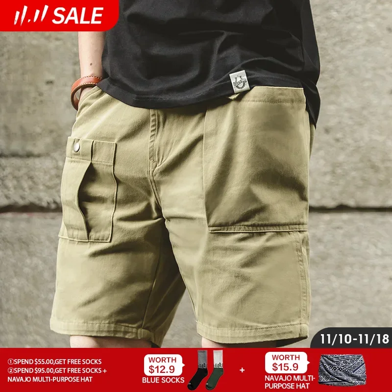 

Maden Vintage Big Pocket Cargo Shorts Men's Amekaji Casual P37 Short Pants Summer Plain 100% Cotton Tactical Shorts