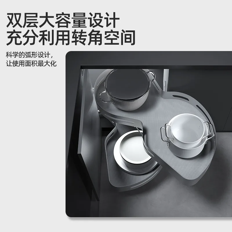 

Corner basket, little monster full open, kitchen cabinet, bowl basket storage, flying saucer double-layer corner basket