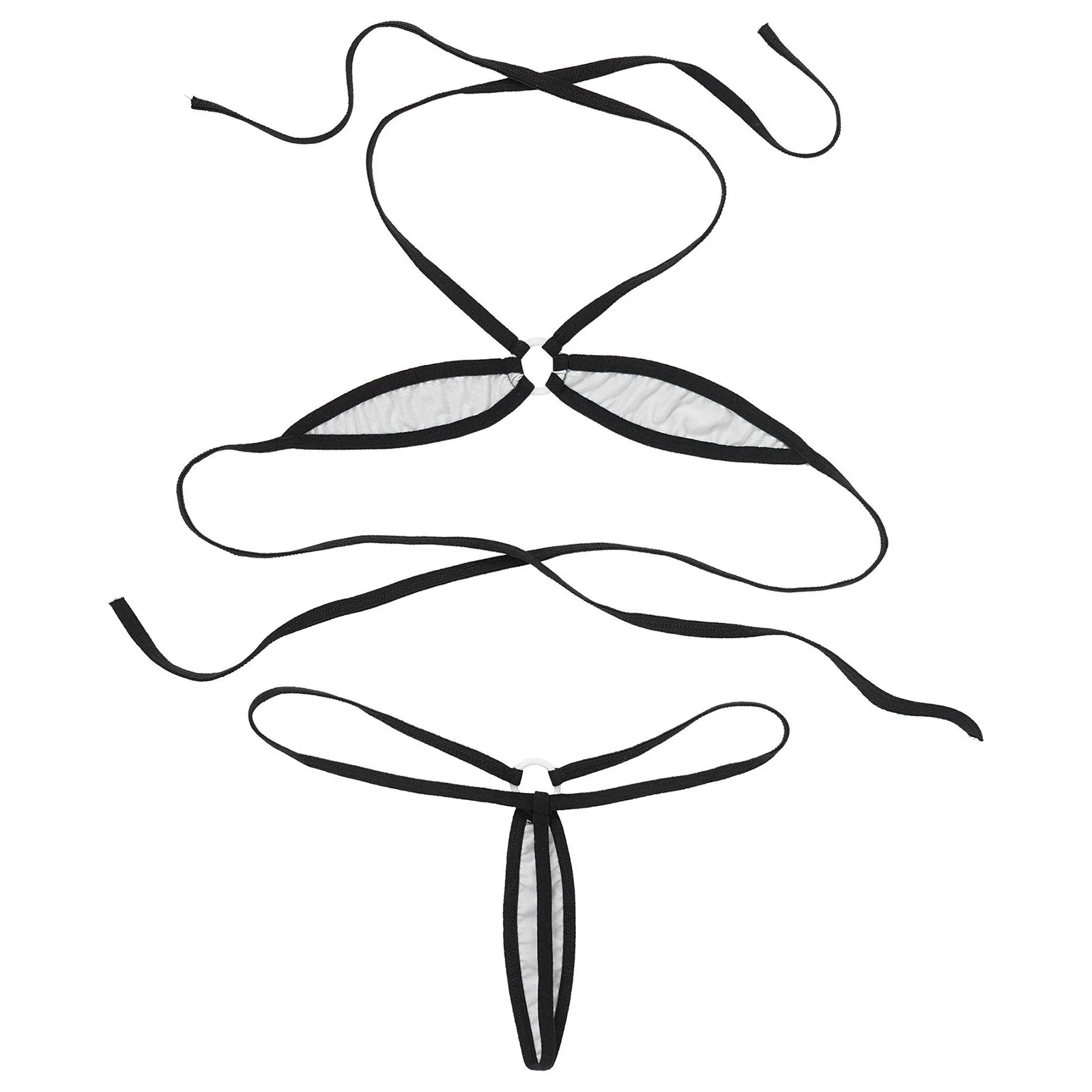 Set bikini sexy a tre punti Lingerie per donne adulte Solo reggiseno copricapezzoli con intimo T-back per per per coppie Set allettanti