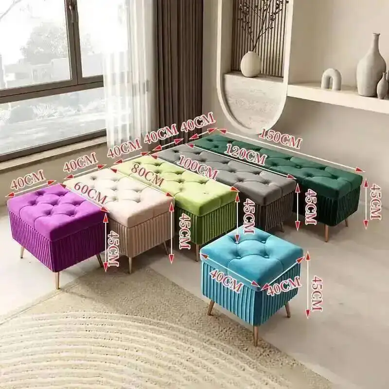 

Современный бархатный вход спальня стул роскошь темно-зеленый бархатный хранения осман, плесень боковой панели скамейка для гостиной декор