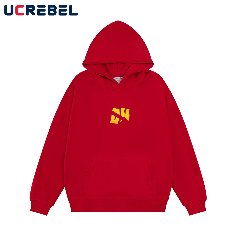 Double-sided Printed Hooded Sweatshirts Mens Letter Print Front Pocket High Street Autumn Long Sleeve Loose Hoodies Men