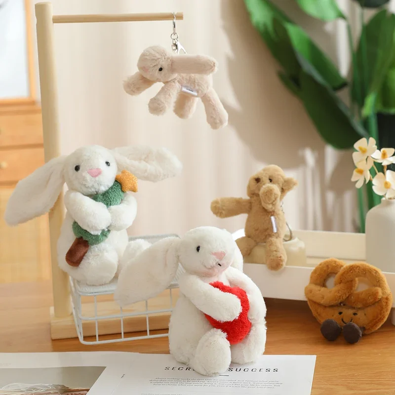 

Cute Rabbit Plush Toy Kawaii Bunny Bear Pretzel Stuffed Keyring Soft Bag Decor Cartoon Rabbit Animal Plushies Birthday Gifts