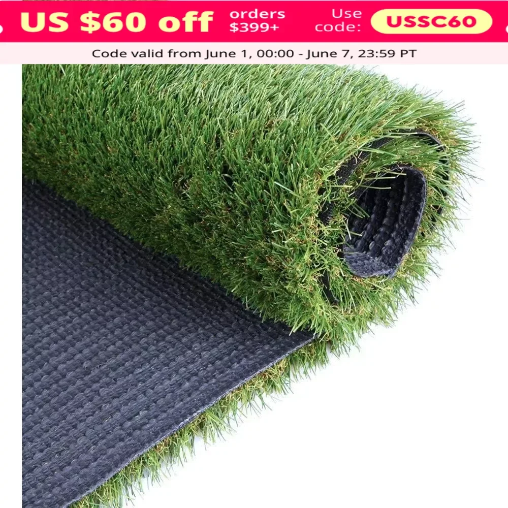 

Synthetic Artificial Grass Turf Lawn 5ft x 10ft, 1.38" Outdoor Fake Grass Rug Astroturf, Faux Grass Rug with Drainage Holes