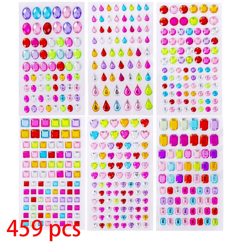 Gems Stickers Self Adhesive Bling Rhinestones for Crafts Assorted Shapes Jewels Muticolor Acrylic Decorative Diamond Stickers