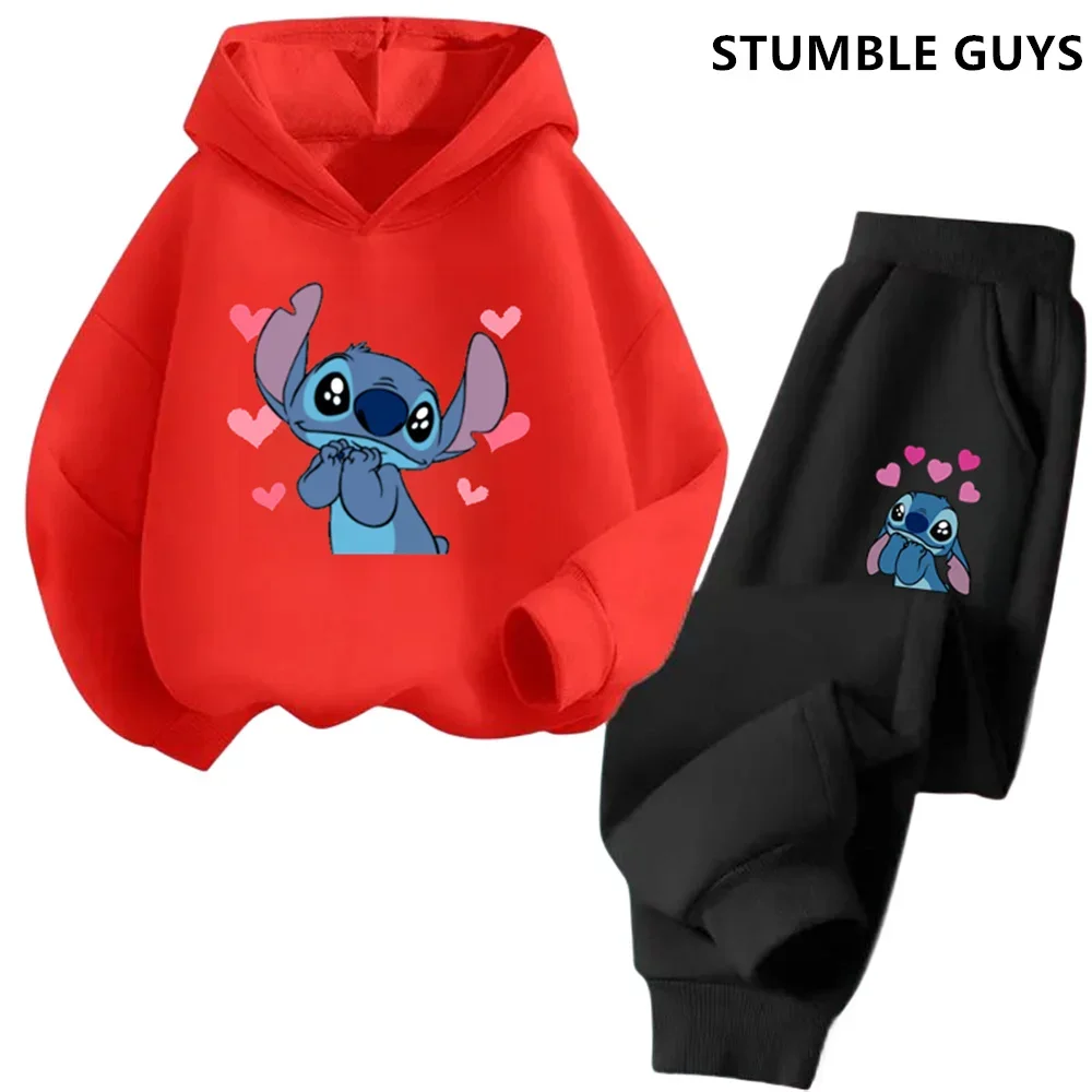 Kids Stitch Hoodies Spring Autumn Fashion Children Pullover Long Sleeves Cotton Sweatshirts Printing Boys Girls Trucksuit