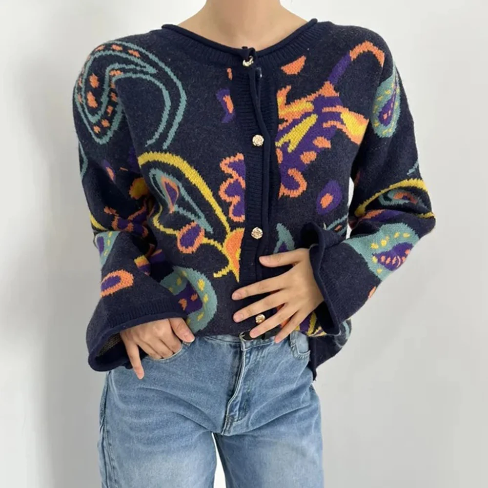 

Autumn Winter Vintage Luxury Women's Knitwear Elegant Versatile Simple Unique Design Sweater Stylish Outerwear 9680