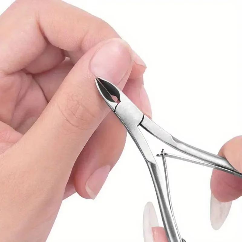 YIKOOLIN Cortacutículas profesional con empujador de doble extremo, alicates para uñas de acero inoxidable, herramientas de manicura para salón y hogar 3