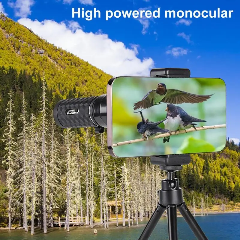 3000x25 HD Monocular Telescope Mini Portable Mobile Phone Telescope with Holder Outdoor Camping Hunting Birdwatching Telescope