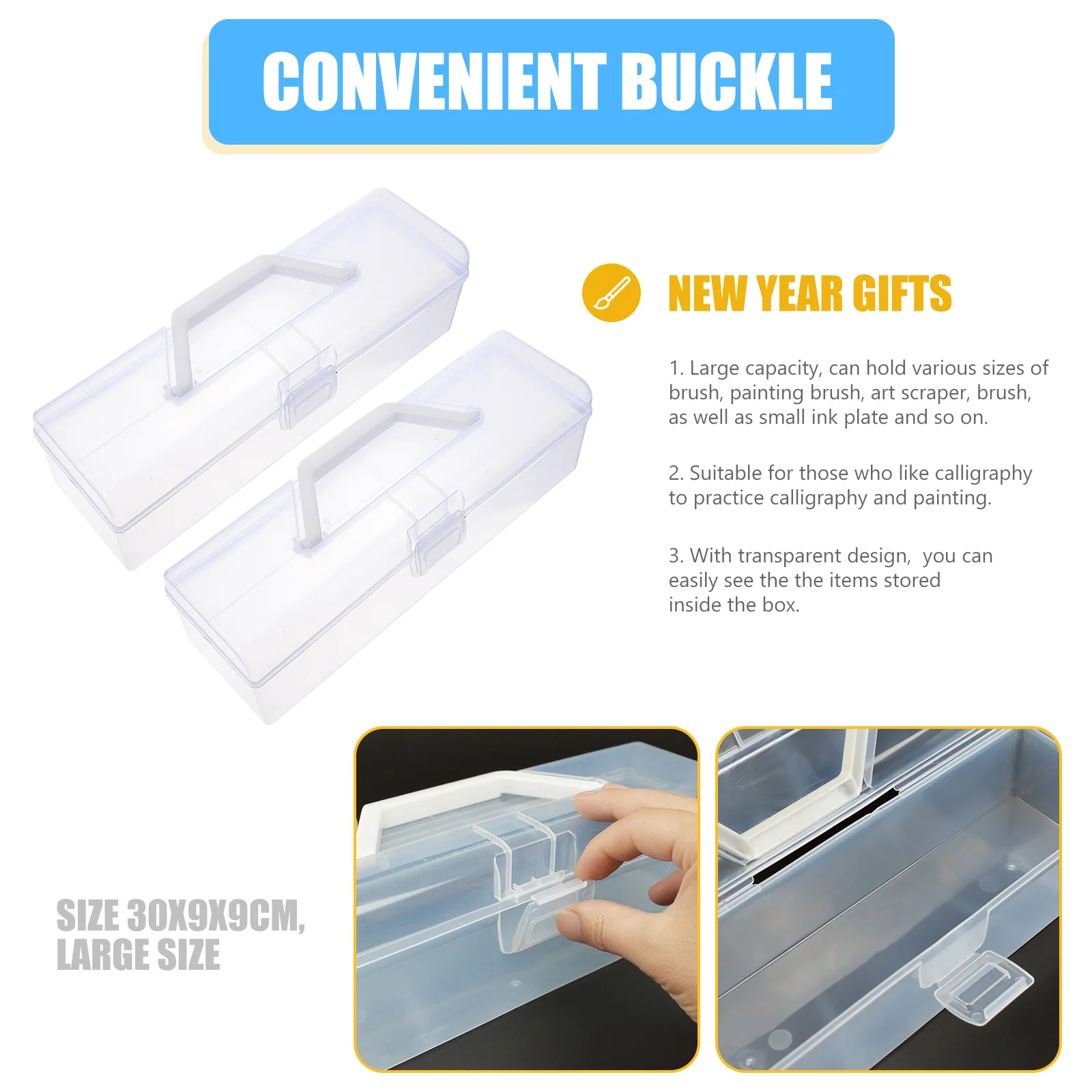 2 قطعة صندوق أدوات الخط الشفاف تصميم رائع للفن والرسم لوازم تخزين الخط صندوق أدوات حقيبة للتخزين #4