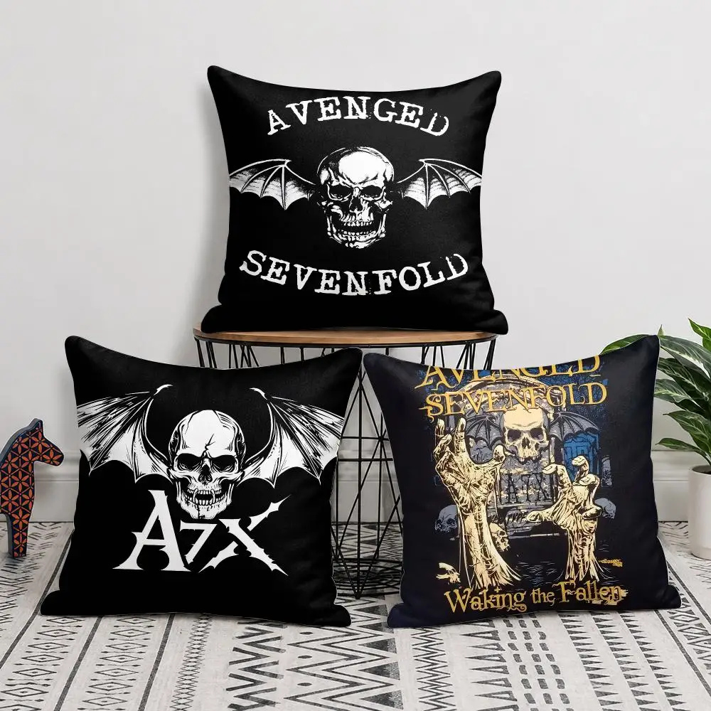 A-Avengeds Sevenfolds Heavy Rock Band Cushion Cover Double-Sided Plush Sofa Cushion Covers Organic Breathable Invisible Zipper