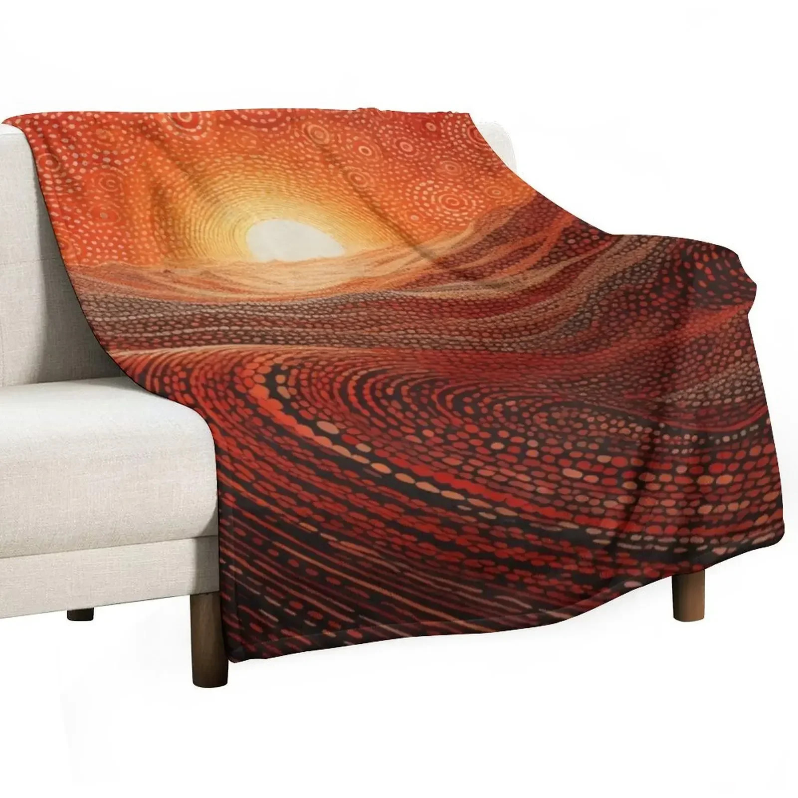 Aboriginal Authentic Art - Red Valley Throw Blanket Summer Beddings Sofa Throw Furrys Luxury Large Plaid Blankets