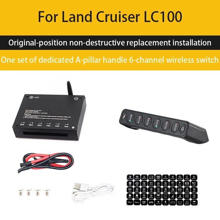 For Toyota Land Cruiser 100 Series A-pillar handle modification expandable wireless remote 6-channel spotlight switch armrest