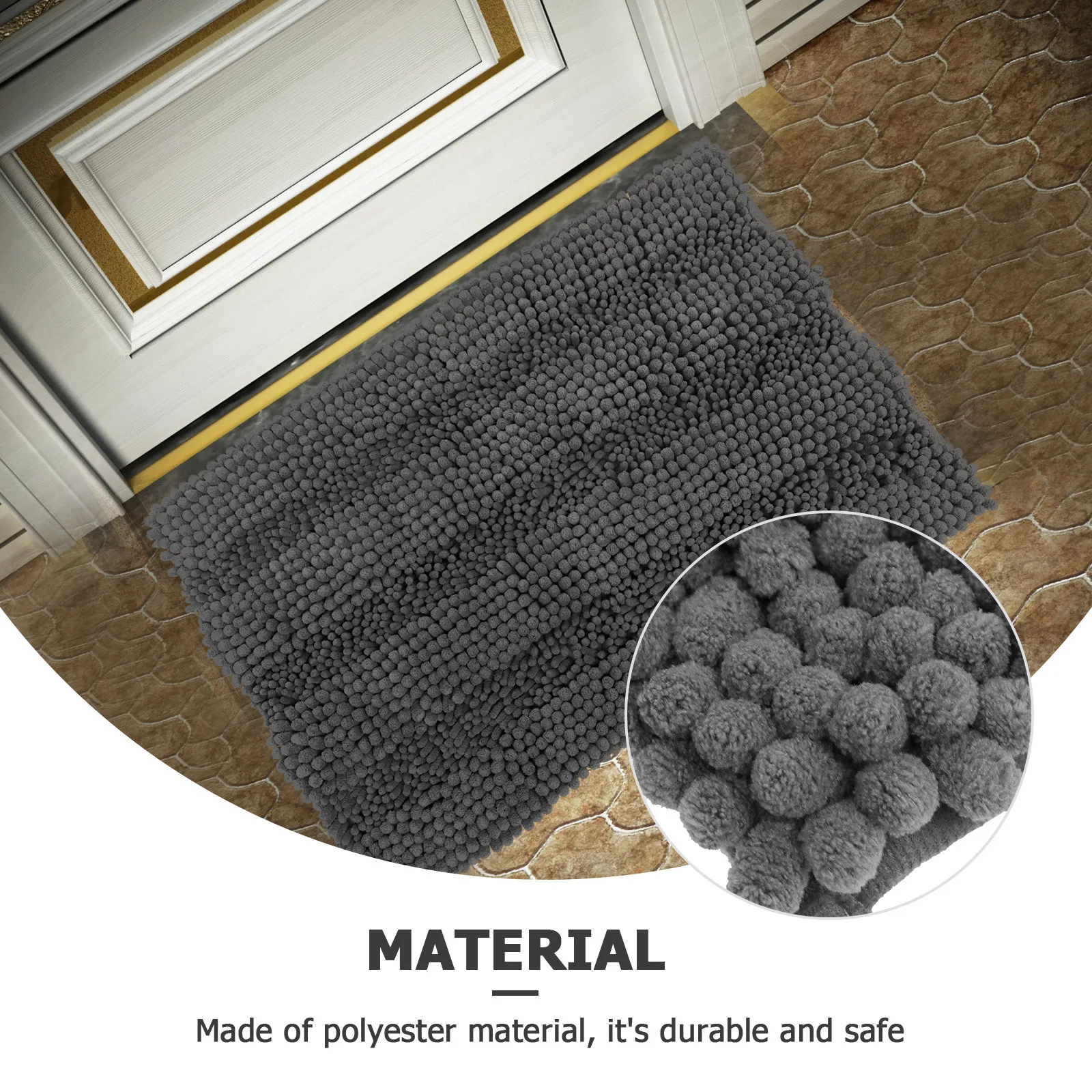 

Chenille Bathroom Rug Thick Non Slip Water Absorbent Bath Mat for Entryway Door Floor Washable Indoor Pet Door Rug