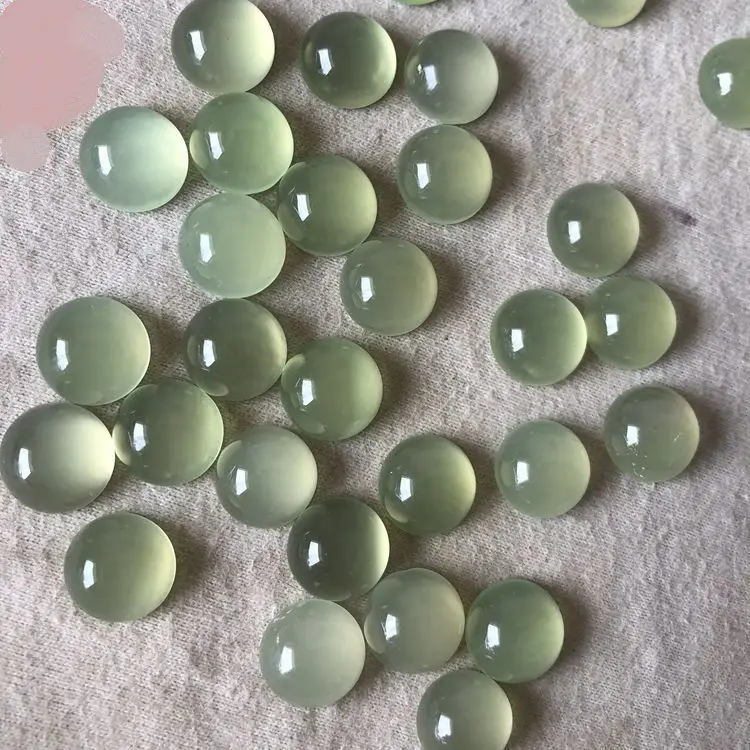 PANGEM-Sale 20pcs/pack Natural Apple Green Agate Carnelian 4mm 6mm 8mm 10mm 12mm Round Semi Gemstone Jewlery Cabochon Ring Face