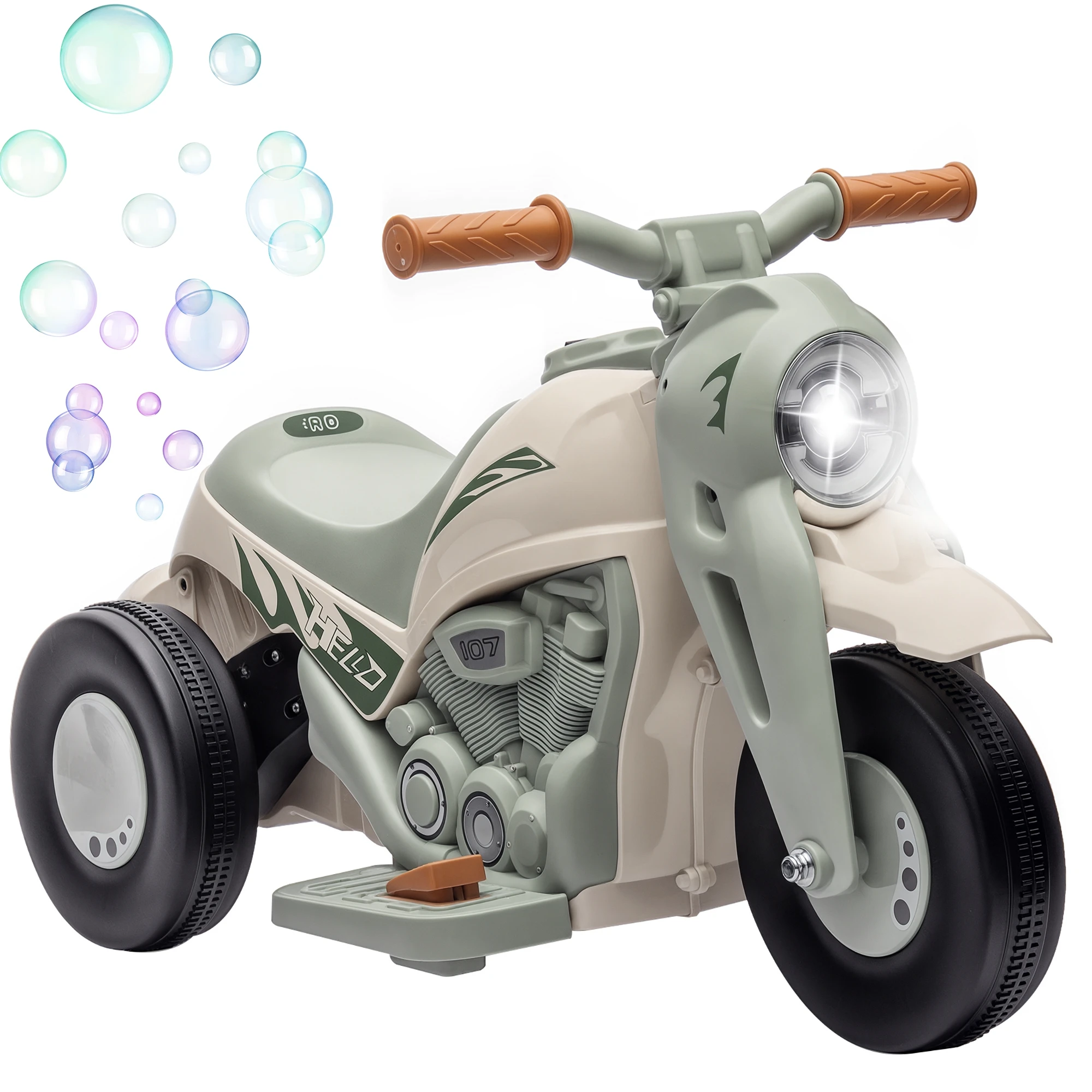 Moto eléctrica para niños, motos infantiles de 6V con música, burbujas, 2,5-3 km/h, para niños de 2 a 5 años