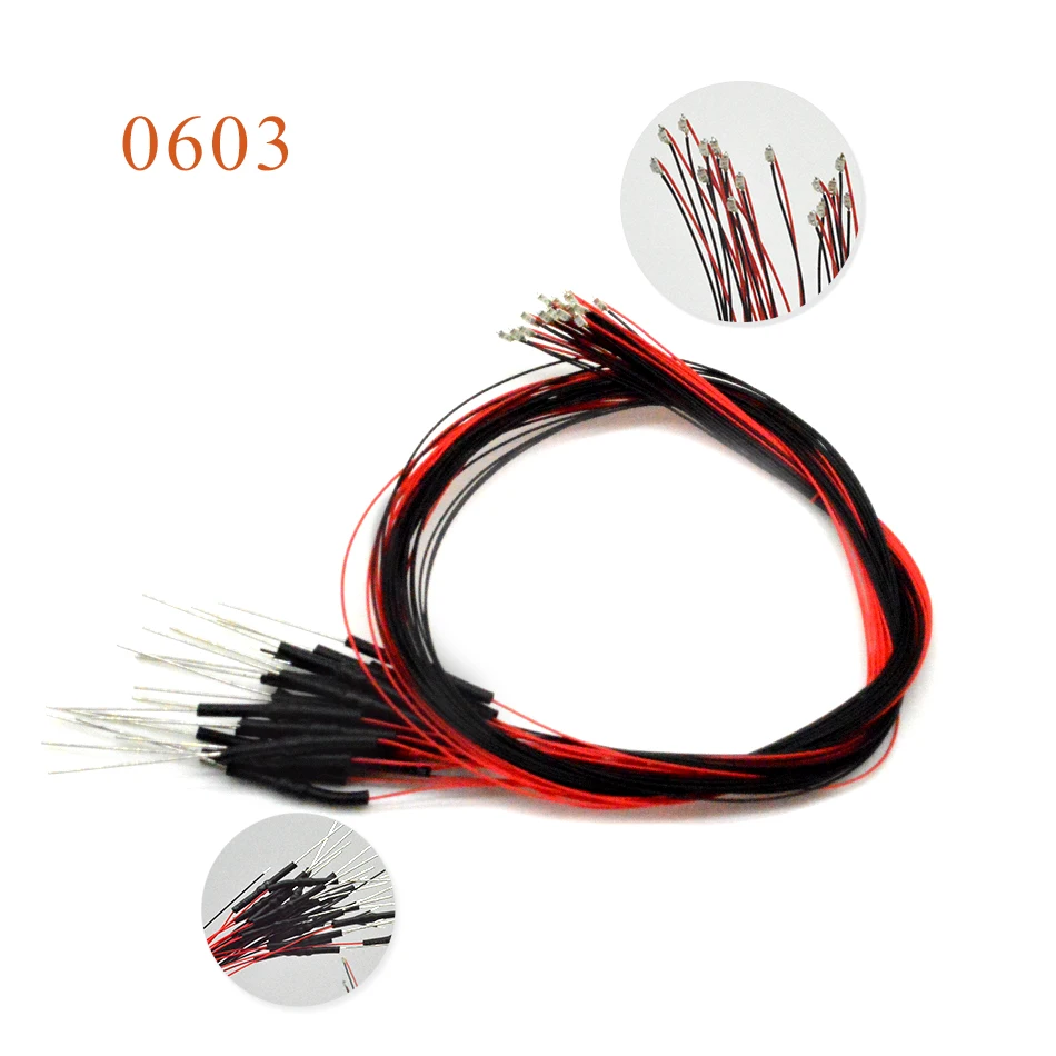 Lámpara SMD con cable Micro Led presoldada, 0402, 0603, 0805, 1206, 1,5, 12V, para Gundam Scene, 10 Uds.