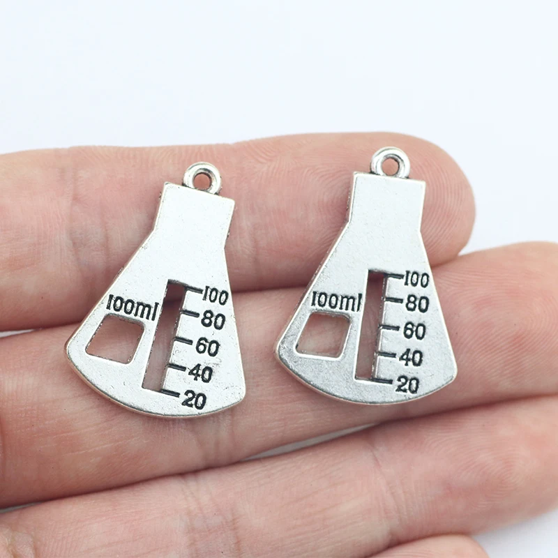 Newest 10Pieces 21*26mm Antique Silver Color Measuring Cup Charms Keychain Pendant Accessory Charms For DIY Jewelry Making
