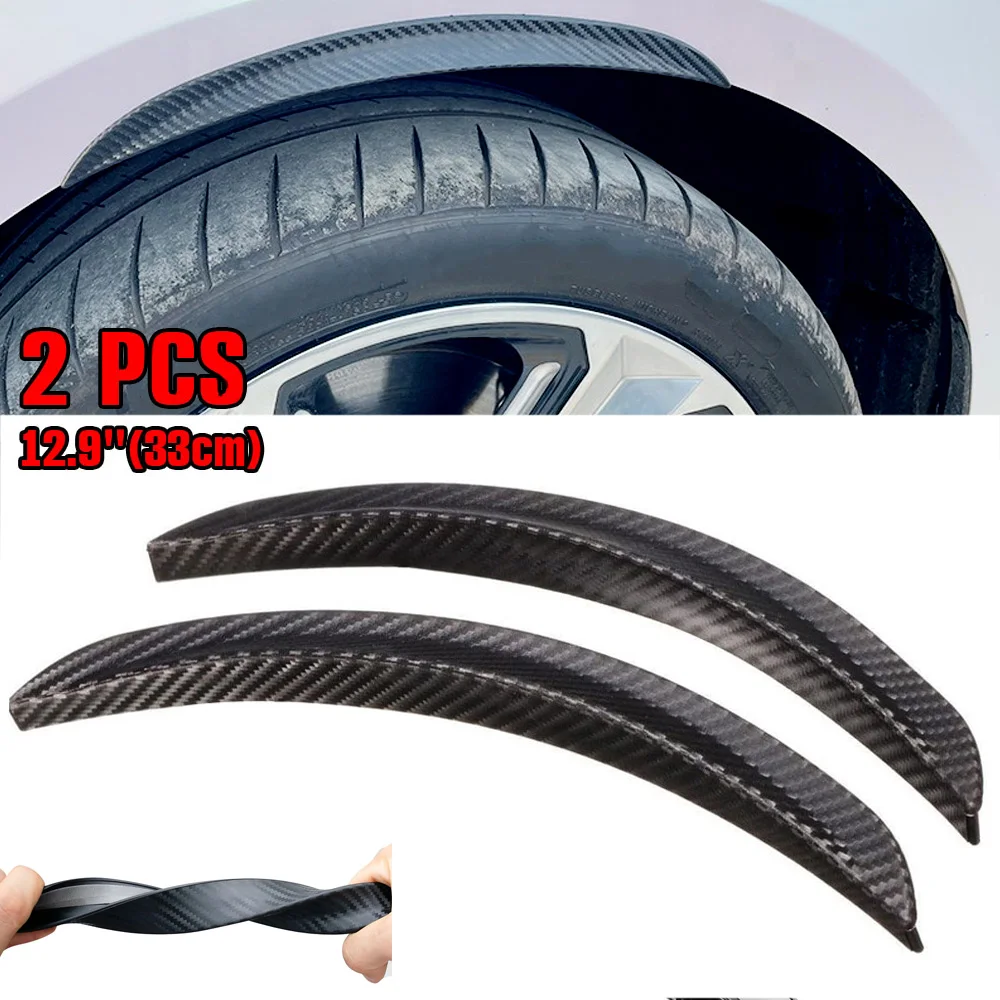 2Pcs Carbon Fiber Car Wheel Eyebrow Arch Trim Lips Strip Fender Flare Protector Eyebrow Protectors Car Exterior Accessories