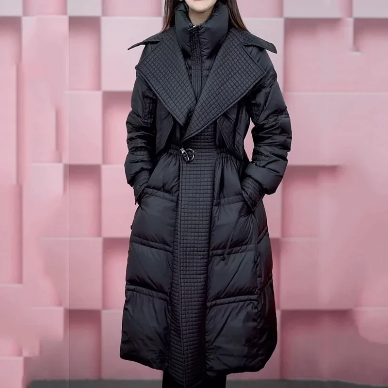 

Fashion Long Down Jacket Women Overcoat Autumn Winter Slim Thick Parker Coat Warm Casual White Duck Down Coats JJ296