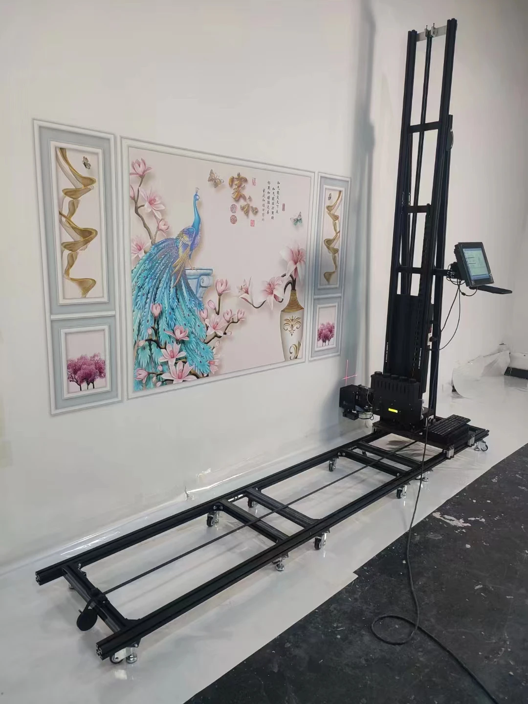 Pintor de pared automático, inyección de tinta UV, efecto 3D CMYKW DX10, cabezal de impresión doble para pintura interior y exterior